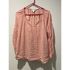 LC Lauren Conrad‎ Womens XXL Pink Long Sleeve Peasant Blouse Top